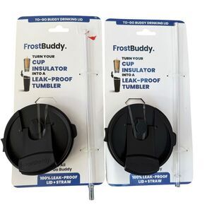 Set of 2 Frost Buddy tumbler To-Go Buddy drinking lids with Straws New